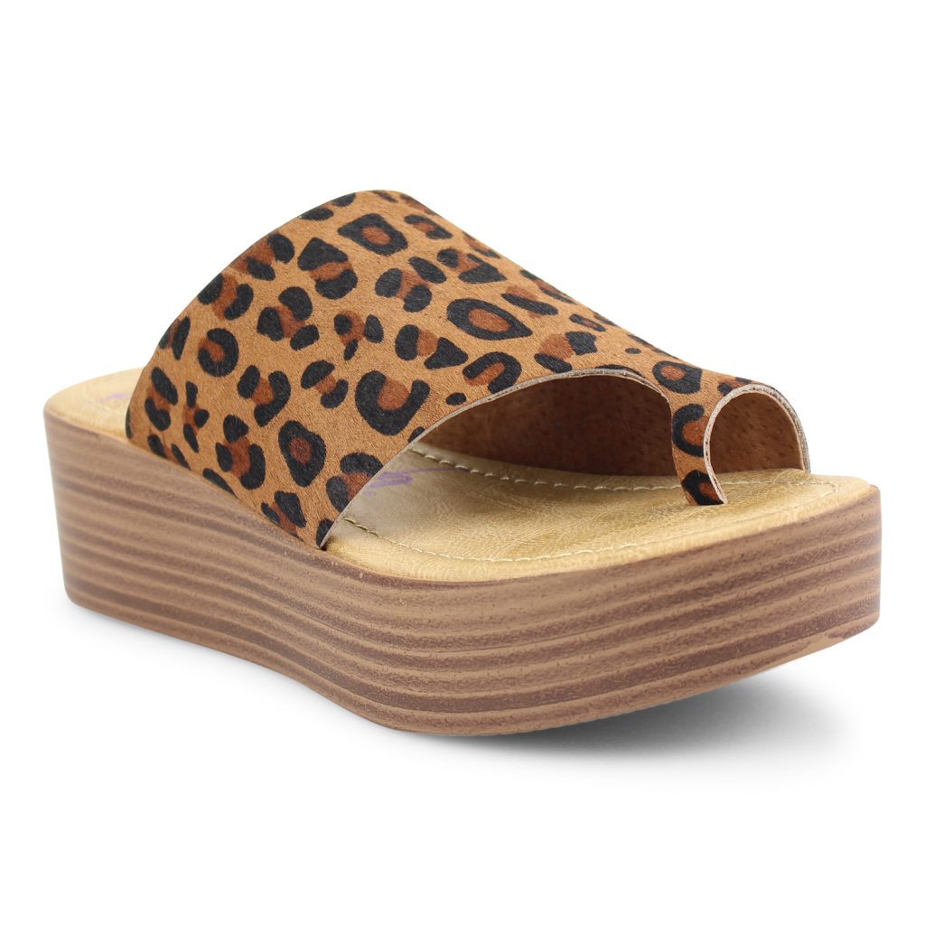 blowfish leopard wedges